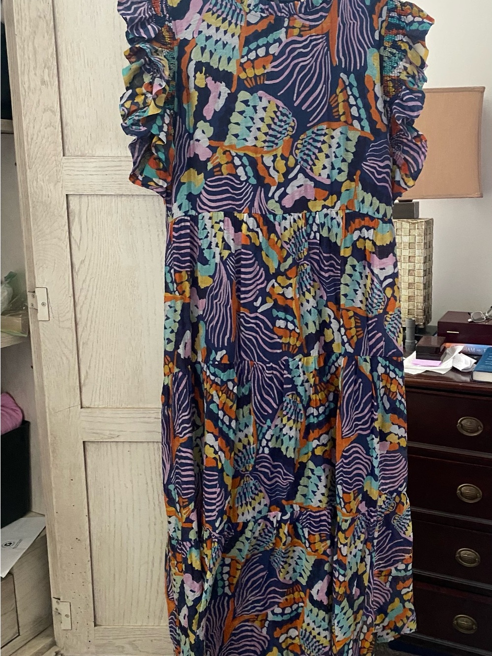 JODIFLI  Navy Multicolor Abstract Floral Maxi Dress
